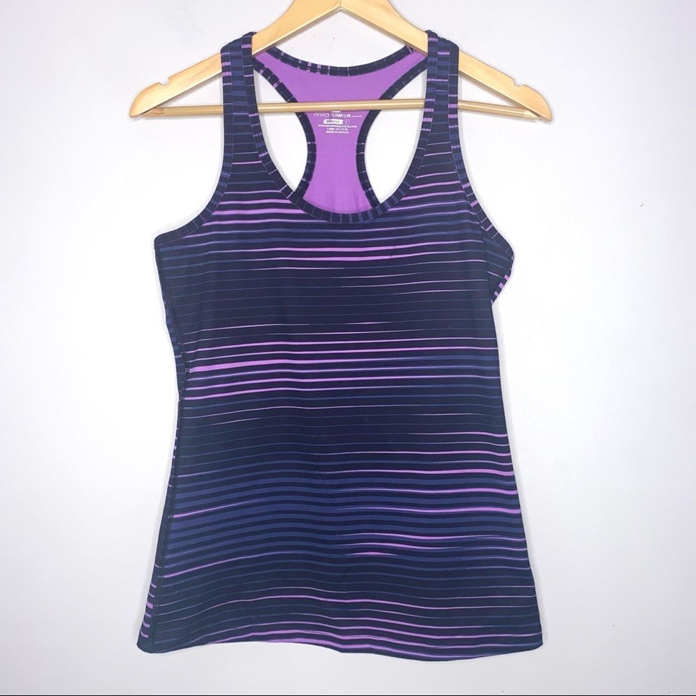 RoadRunner Sports Stripe Athletic Racerback Tank Top Small !